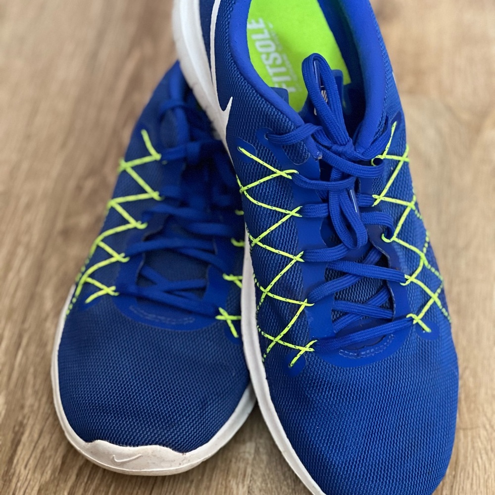 Nike Men's Fury2 Blue and Neon Green Athletic Shoes